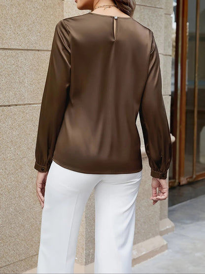 Women's Easy Wear Style Satin Puff Blouse