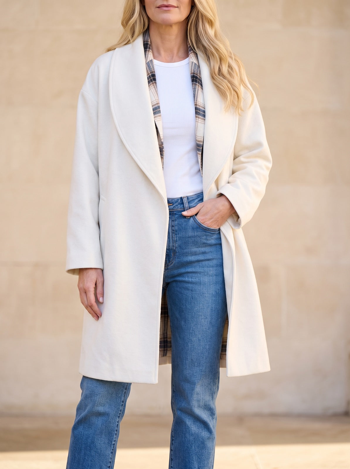 Women's Kimono Sleeve Shawl Collar Duster Coat