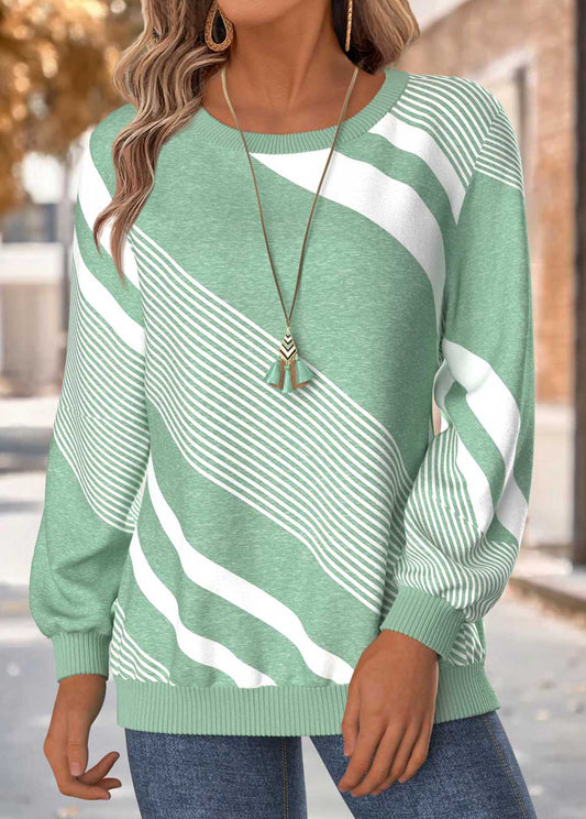 Ladies Autumn Diagonal Stripe Sweatshirt