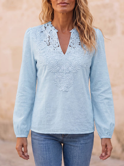 Women's Lace Patchwork Long Sleeve Shirt