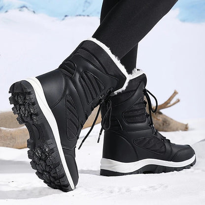 Women's Warm Collar Lace Up Snow Boots
