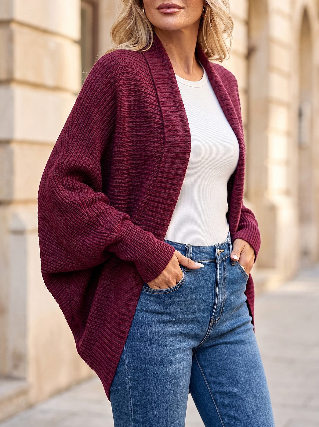 Women's Ribbed Shawl Collar Longline Coatigan