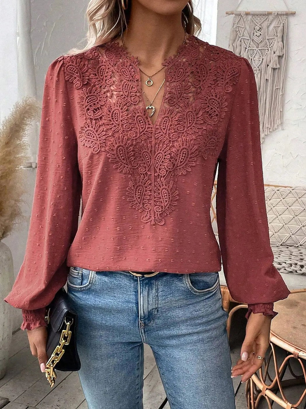 Women's Guipure Lace Blouse Top