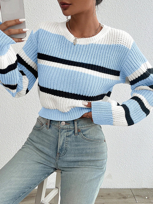 Women's Striped Balloon Sleeve Jumper