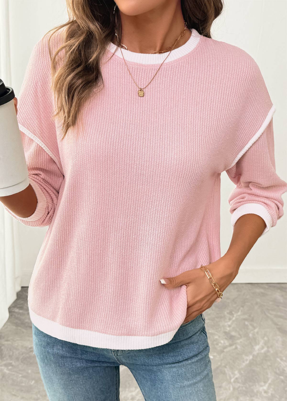 Women's Winter Patchwork Panel Sweatshirt