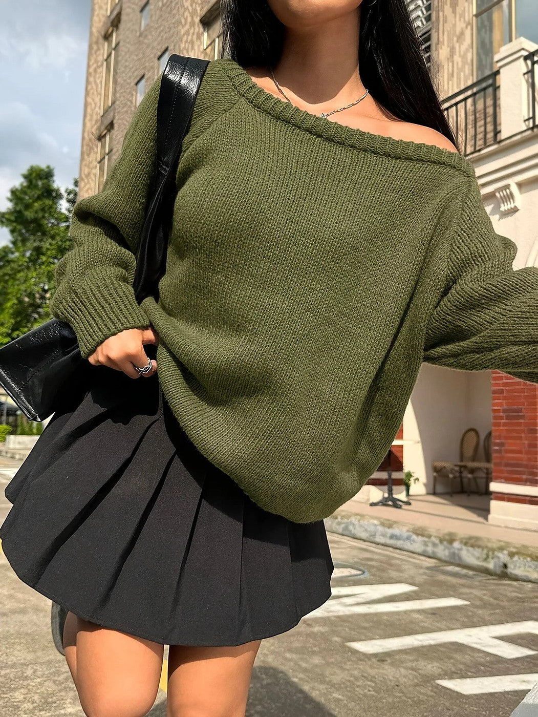 Women's Easy Wear Oversized Boat Neck Jumper