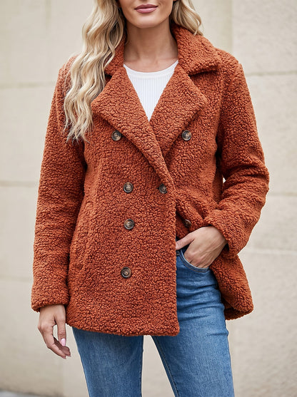 Women's Notch Collar Teddy Fleece Coat