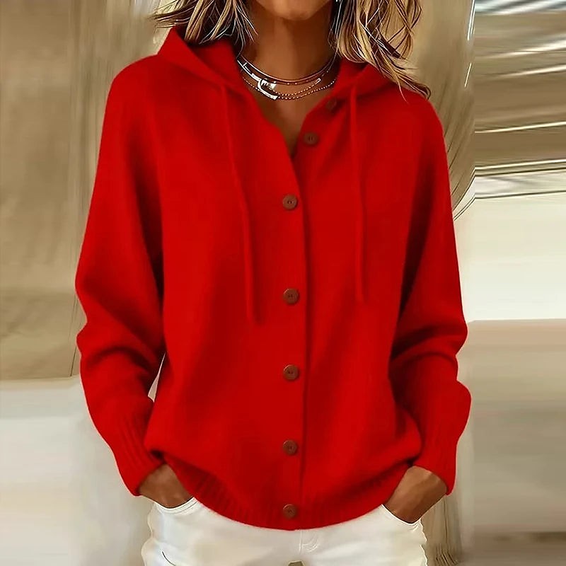 Women's Easy Wear Hooded Button Front Cardigan