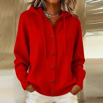 Women's Easy Wear Hooded Button Front Cardigan