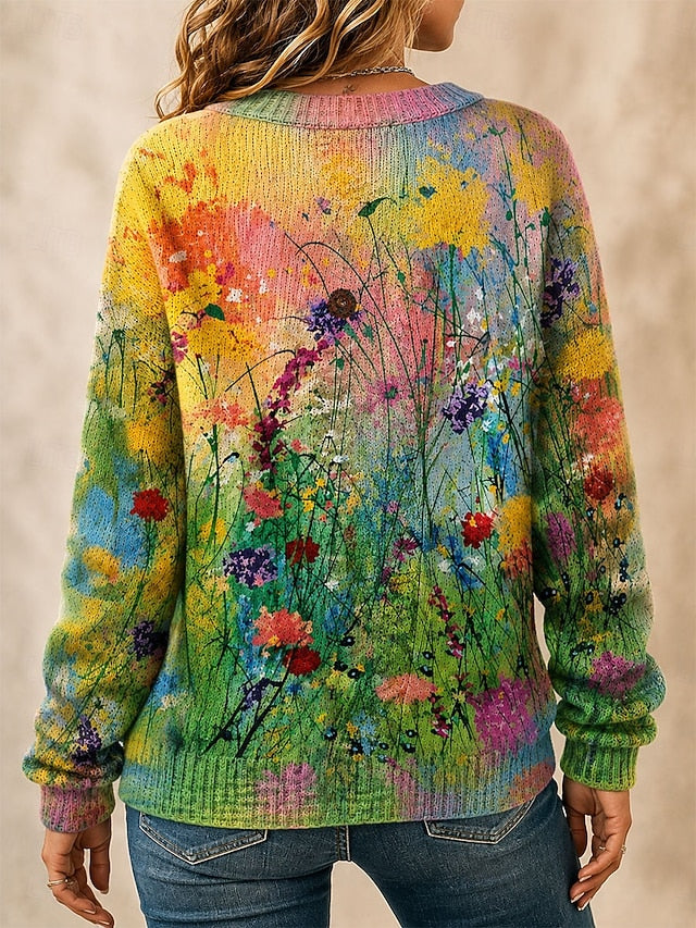 Women's Painted Print Knit Cardigan