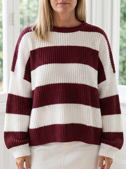Women's Winter Chunky Knit Wide Stripe Jumper