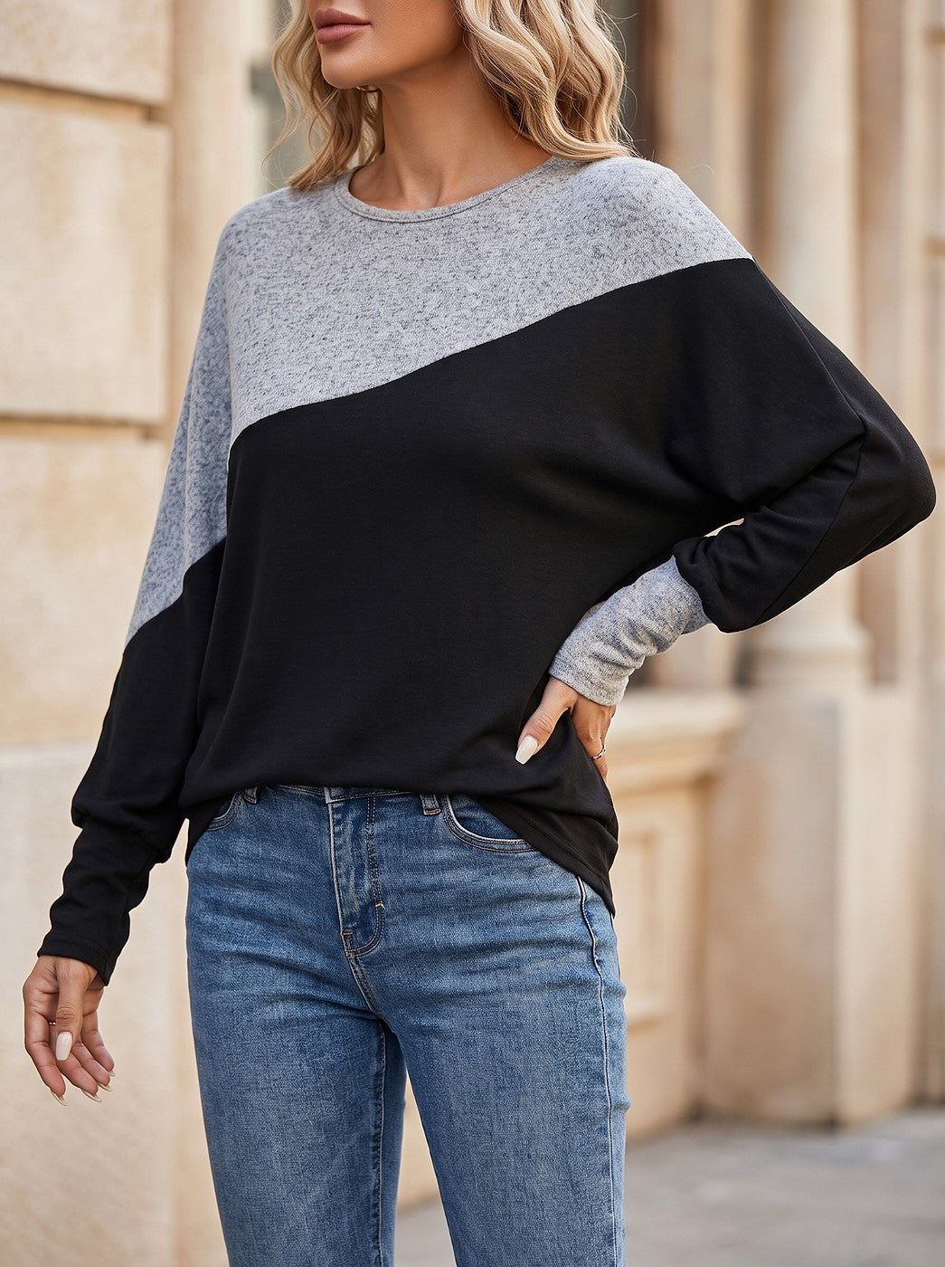 Women's Diagonal Seam Batwing Jersey Top