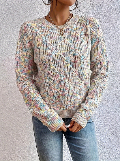 Women's Cropped Cable Knit Jumper with Flecks