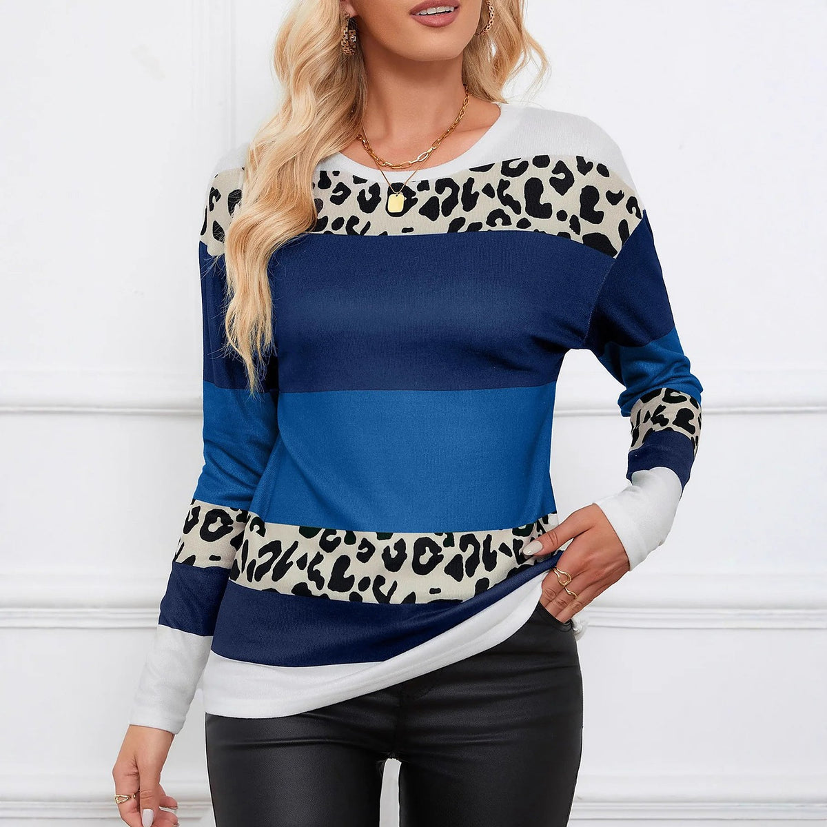Women's Animal Print Panel Top