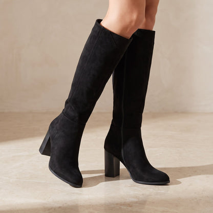 Women's Suede Effect Knee High Boots