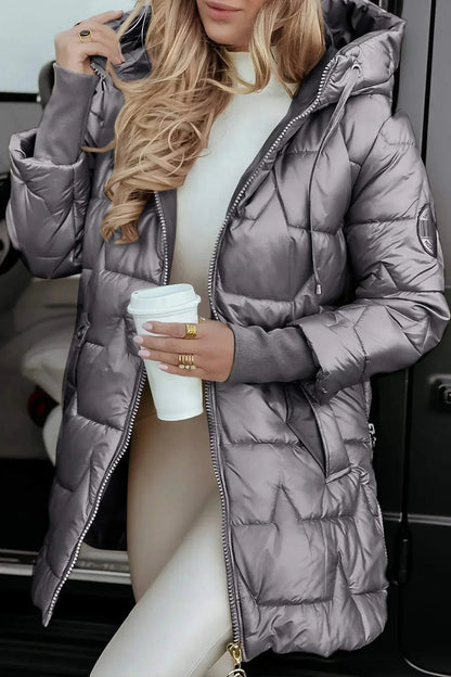 Women's Longline Padded Coat with Hood
