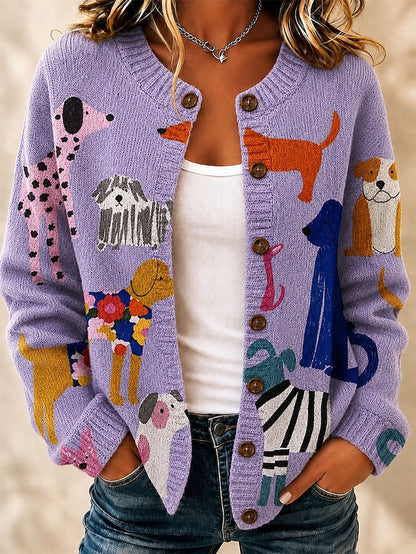 Women's Painted Print Knit Cardigan