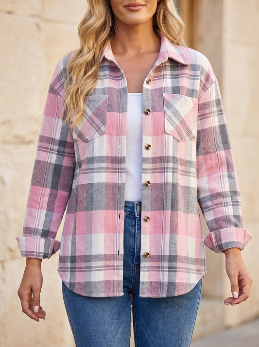 Women's Loose Check Flannel Blouse