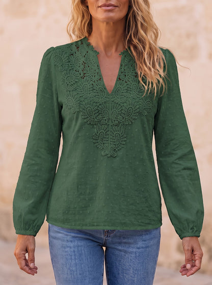 Women's Lace Patchwork Long Sleeve Shirt