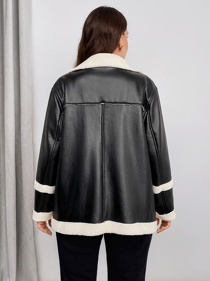 Women's Borg Collar Biker Jacket