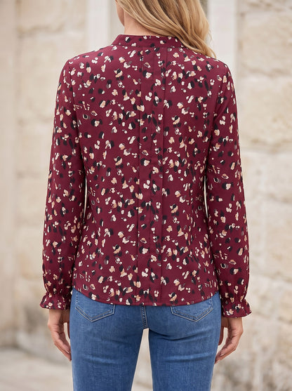 Women's Print Ruffle Chiffon Top