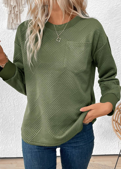 Women's Autumn Jacquard Crew Neck Sweatshirt