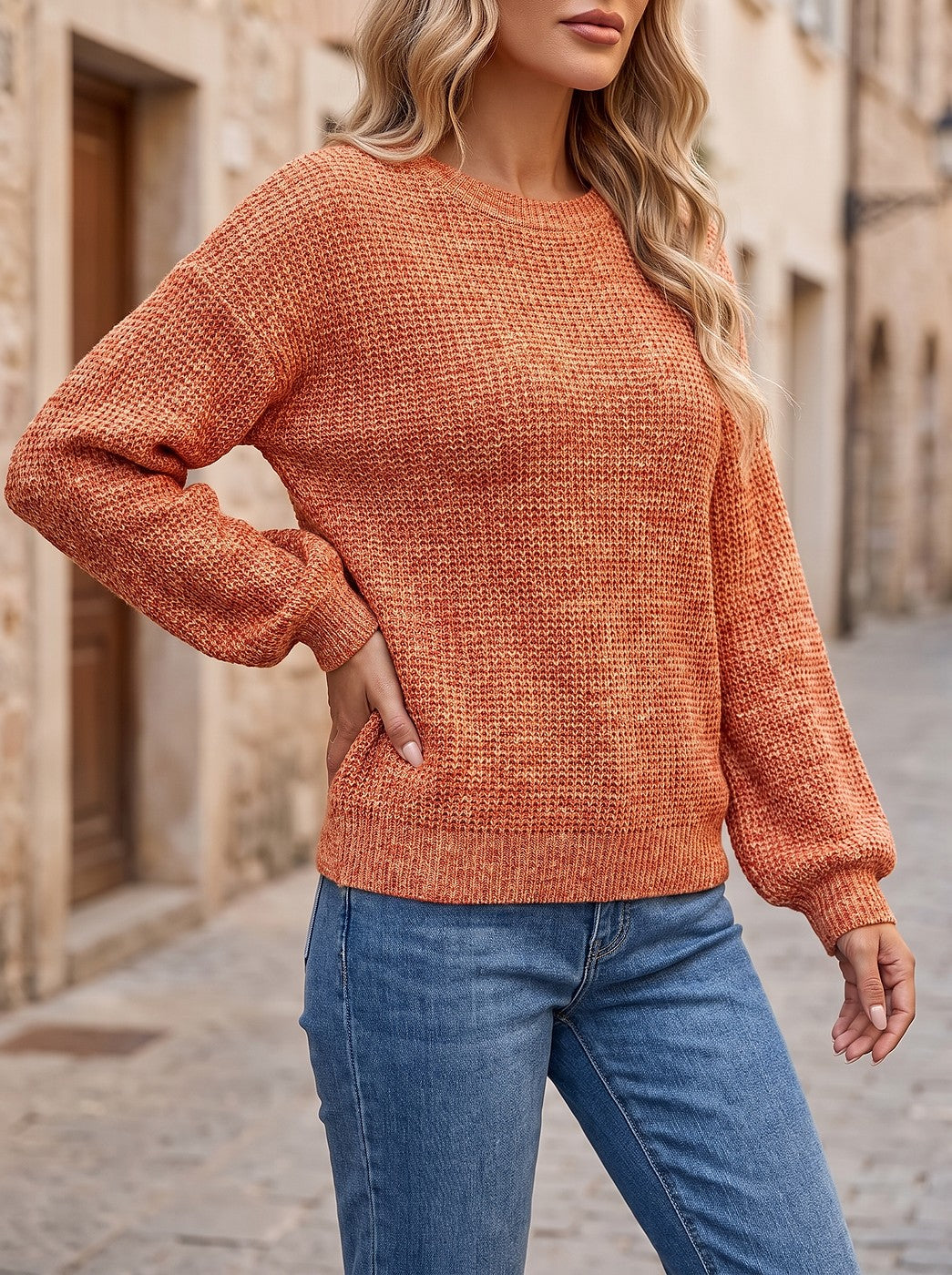 Women's Cosy Waffle Round Neck Jumper