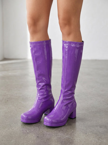 Women's White Patent Gogo Boots
