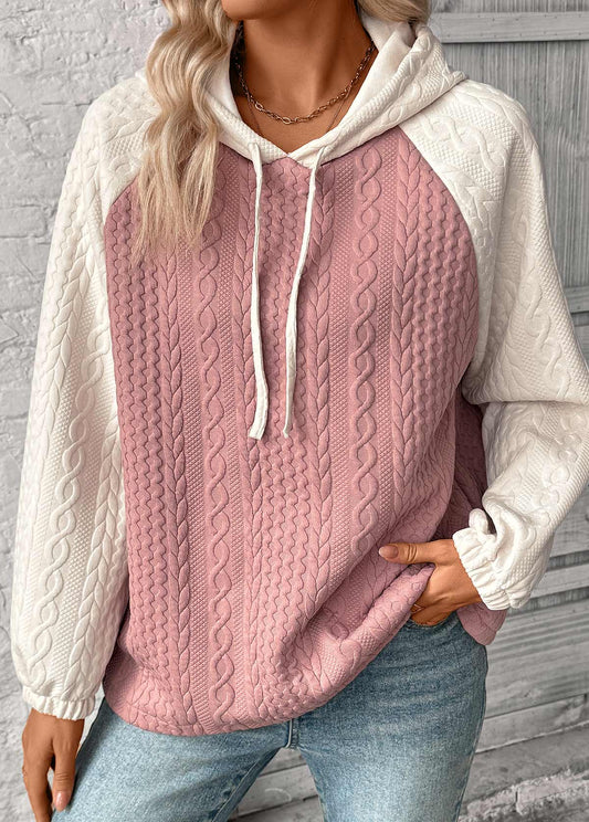 Ladies Jacquard Texture Hooded Sweatshirt