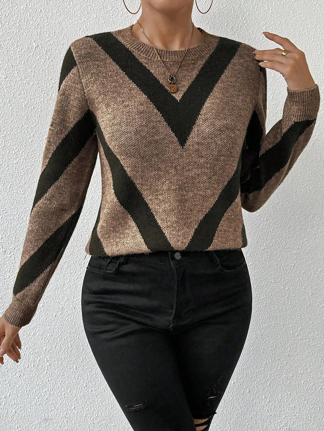 Women's Chevron Knit Crew Jumper