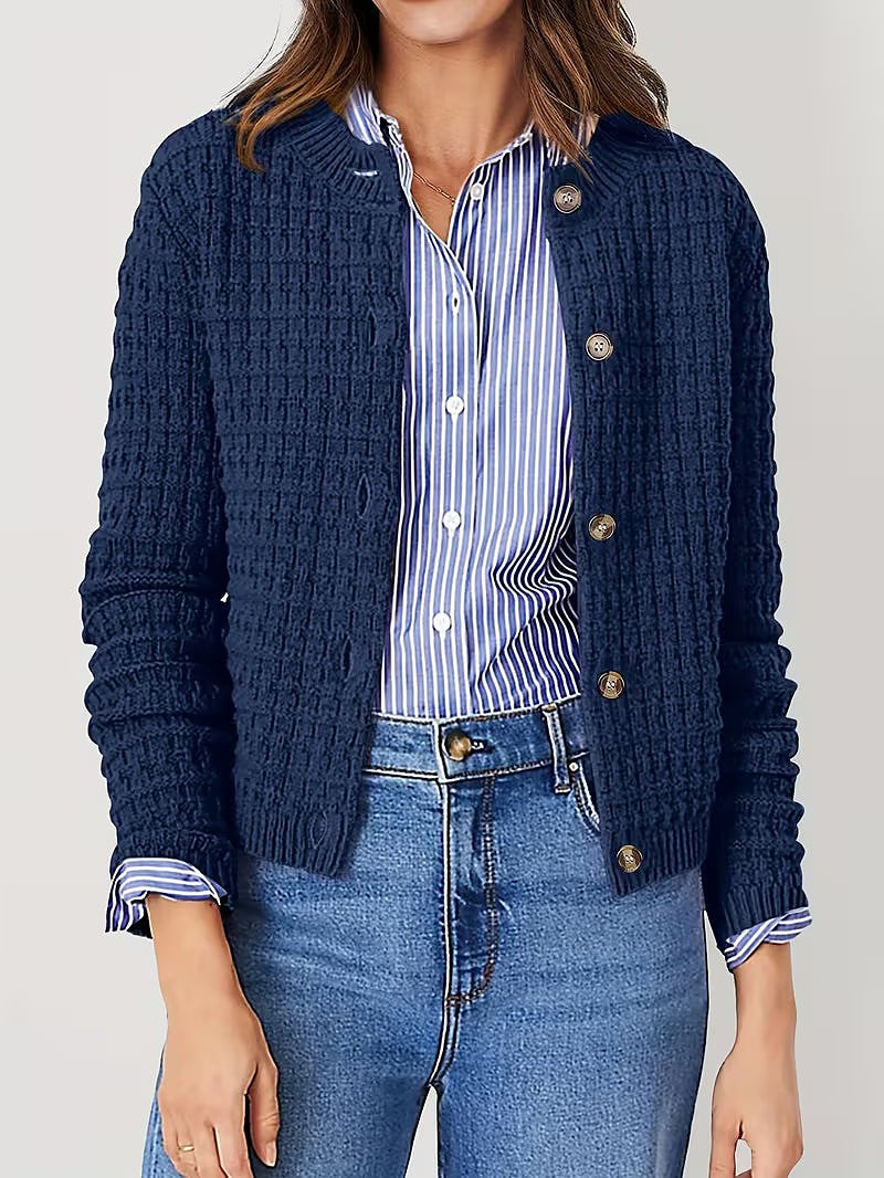 Women's Waffle Knit Button Through Cardigan