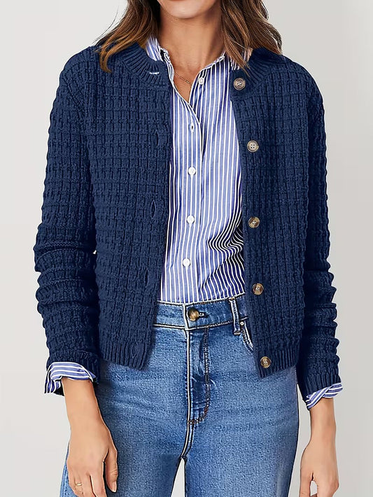 Women's Waffle Knit Button Through Cardigan