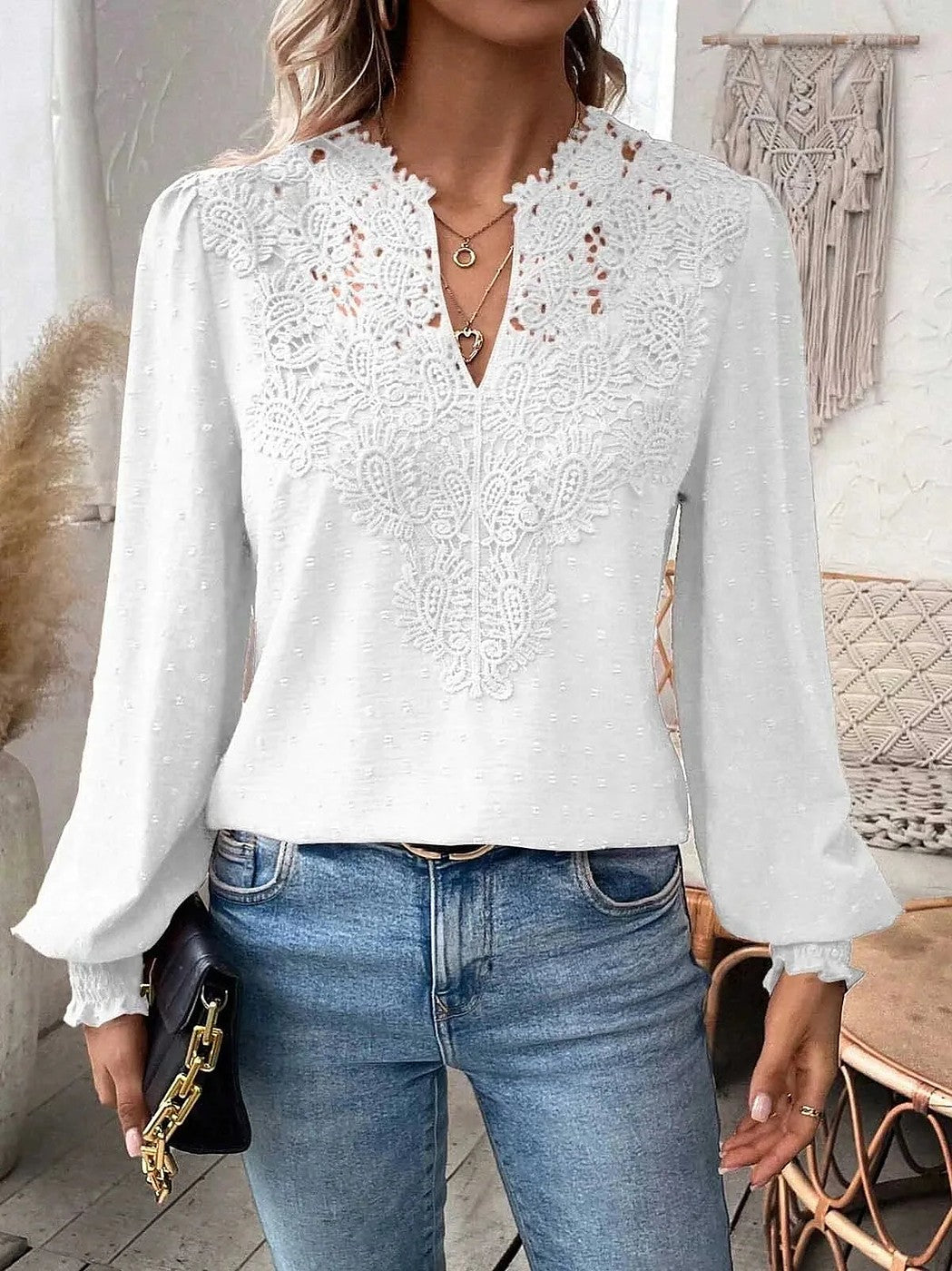 Women's Guipure Lace Blouse Top