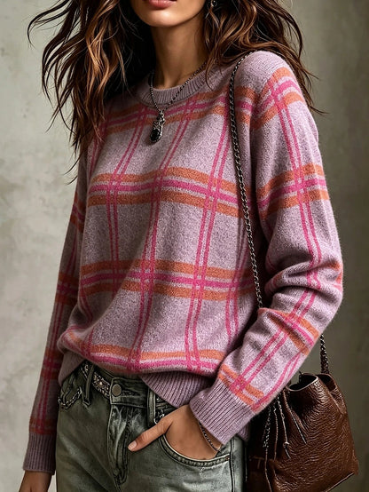 Women's Autumn Check Brushed Knit Jumper