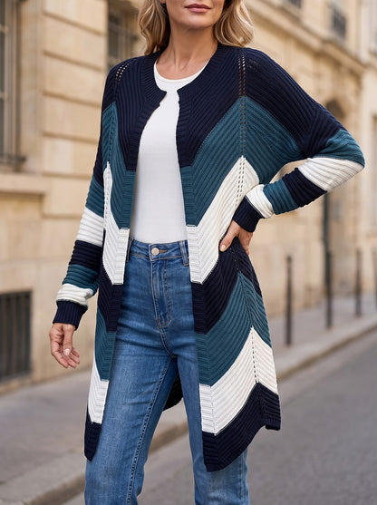 Women's Chevron Stripe Open Coatigan