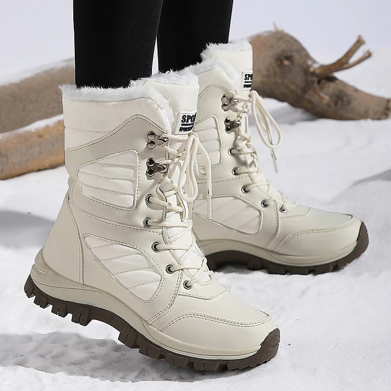 Women's Warm Collar Lace Up Snow Boots