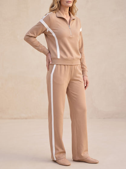 Women's Half Zip Tracksuit Wide Leg Trousers