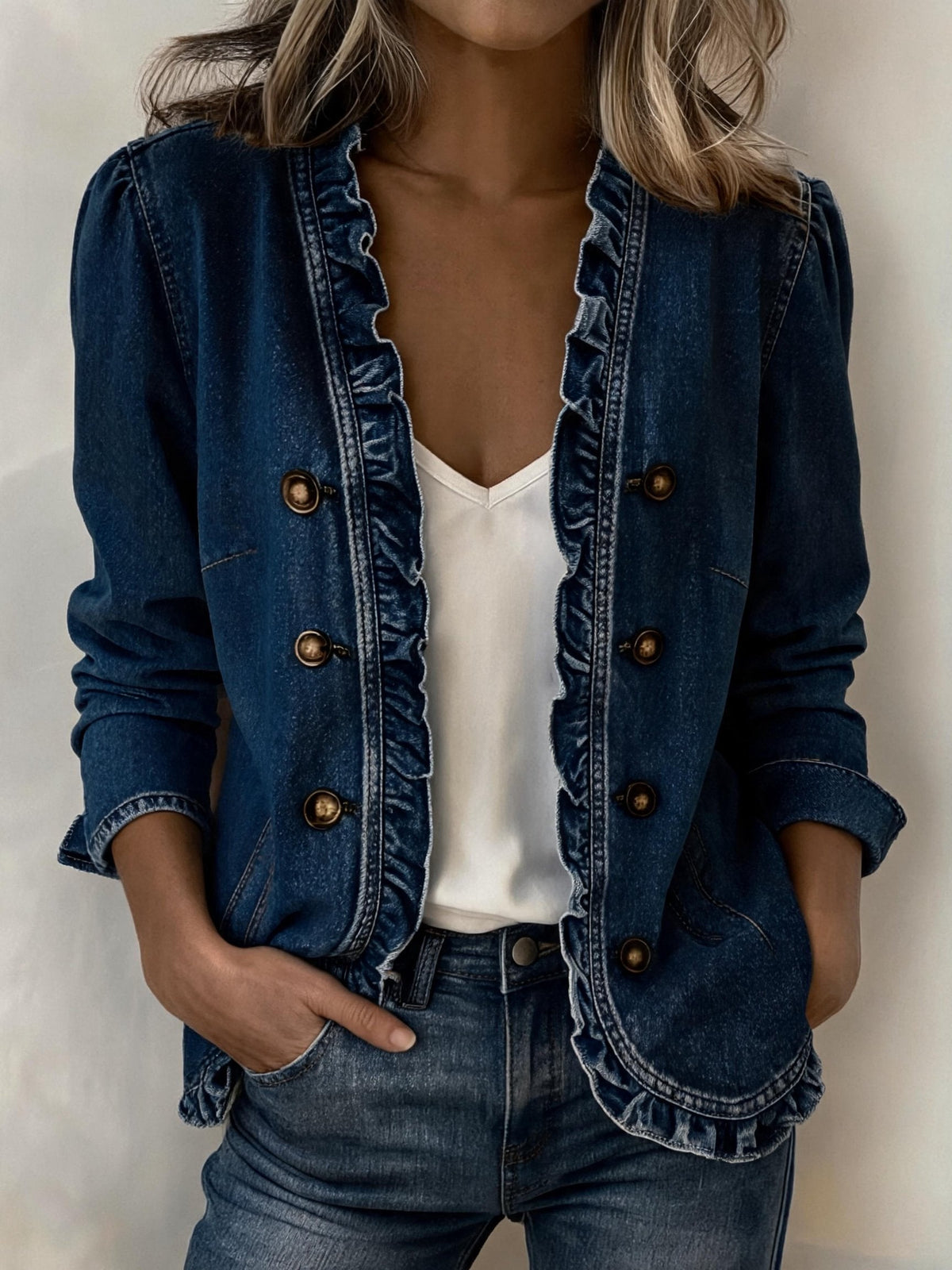 Women's Classic Denim Jacket Button Front
