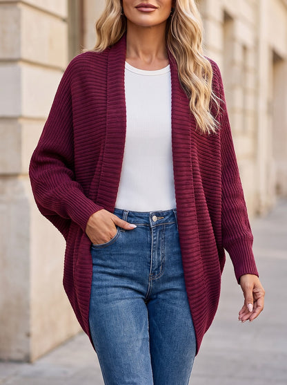 Women's Ribbed Shawl Collar Longline Coatigan