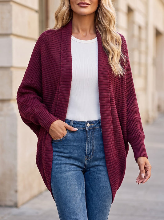 Women's Ribbed Shawl Collar Longline Coatigan