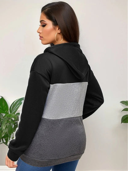 Women's Winter Colour Block Hooded Sweatshirt