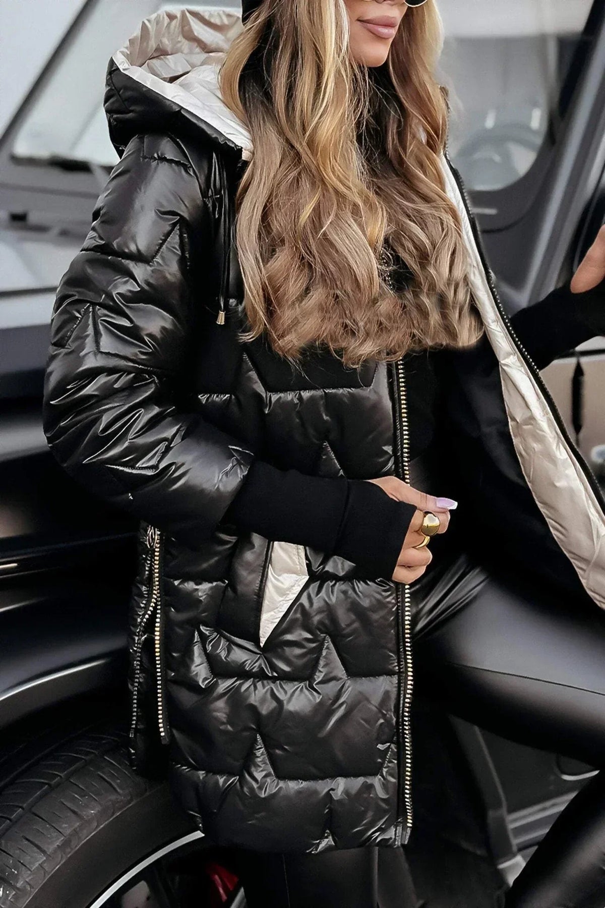 Women's Longline Padded Coat with Hood