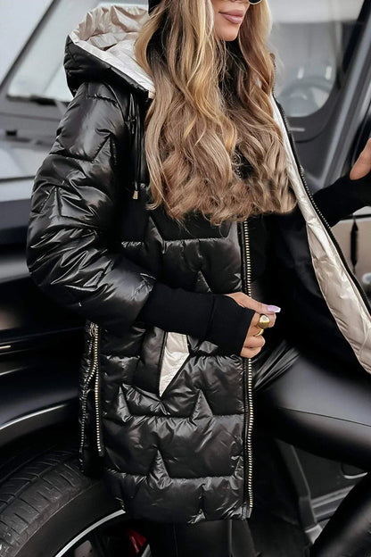 Women's Longline Padded Coat with Hood