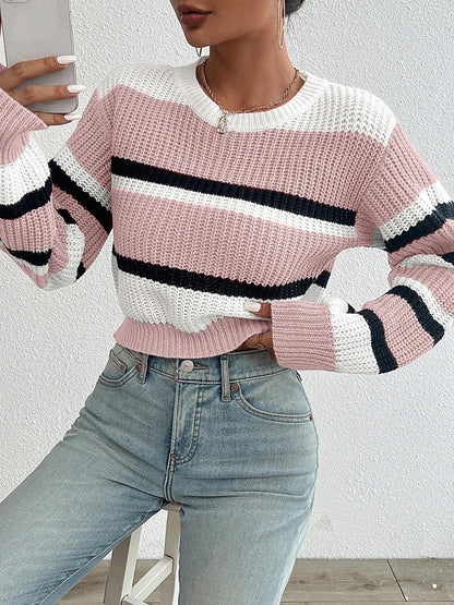 Women's Striped Balloon Sleeve Jumper