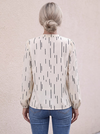Women's Puff Sleeve Notched Neck Blouse