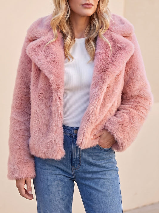Women's Short Fluffy Faux Fur Jacket