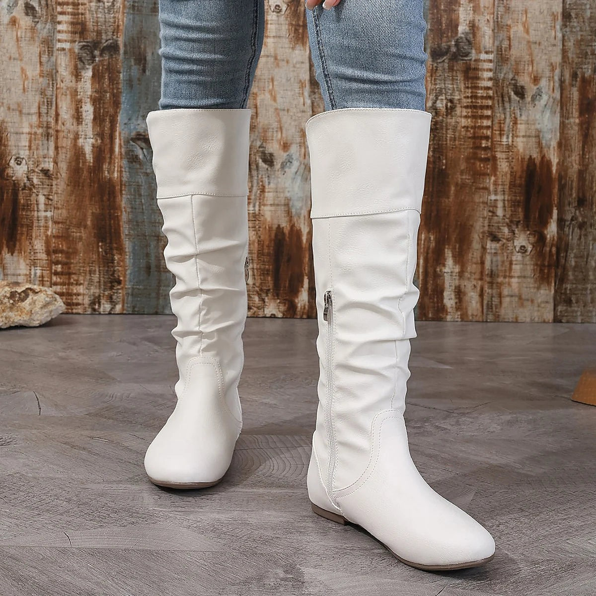 Women's No Heel Long Pointed Boots