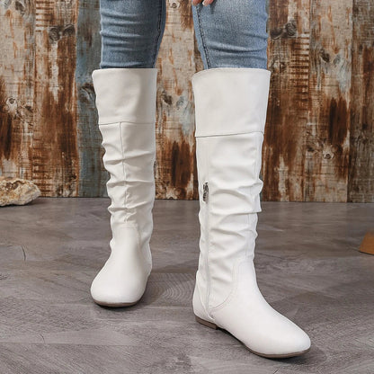 Women's No Heel Long Pointed Boots
