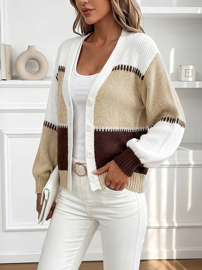 Women's Chunky Rib Puff Sleeve Cardigan