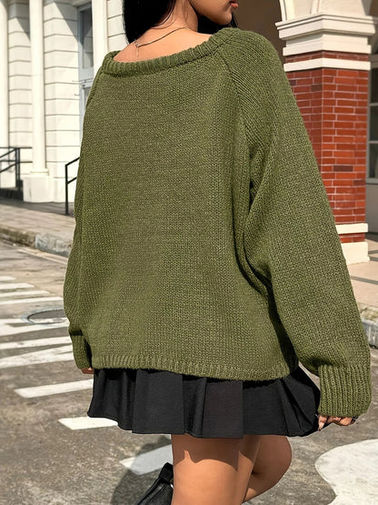 Women's Easy Wear Oversized Boat Neck Jumper